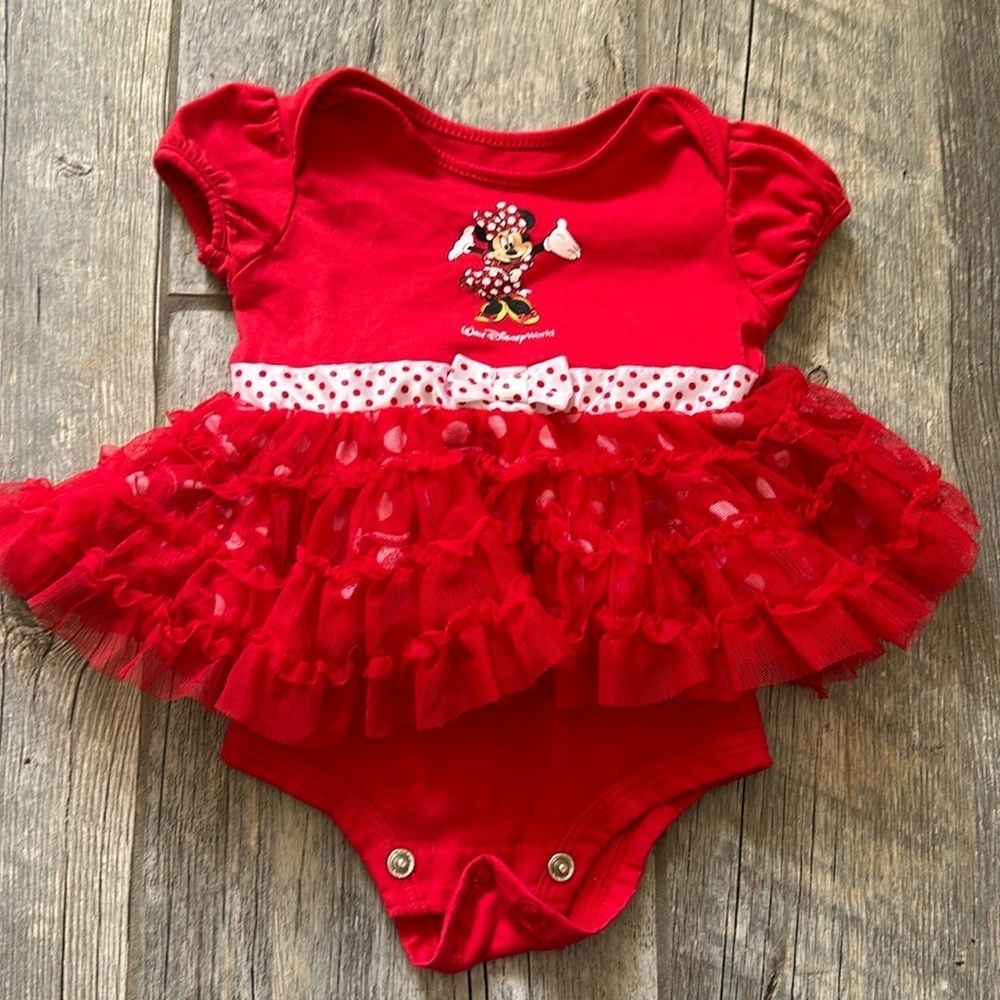 Minnie mouse Disney parks baby tutu red dress 3  months